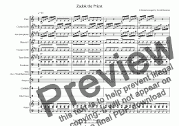 page one of Zadok the Priest for School Wind Band