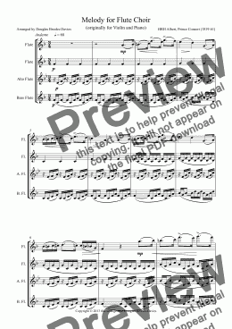 page one of ALBERT, Prince Consort: Melody for Flute Choir (2 fl, afl, bfl)