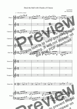 page one of Deck the Hall with Chunks of Cheese (arranged for training Christmas Jazz Wind Band)