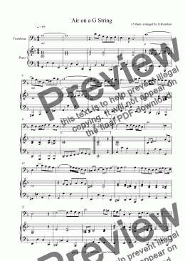 page one of Air on a G String for Trombone and Piano