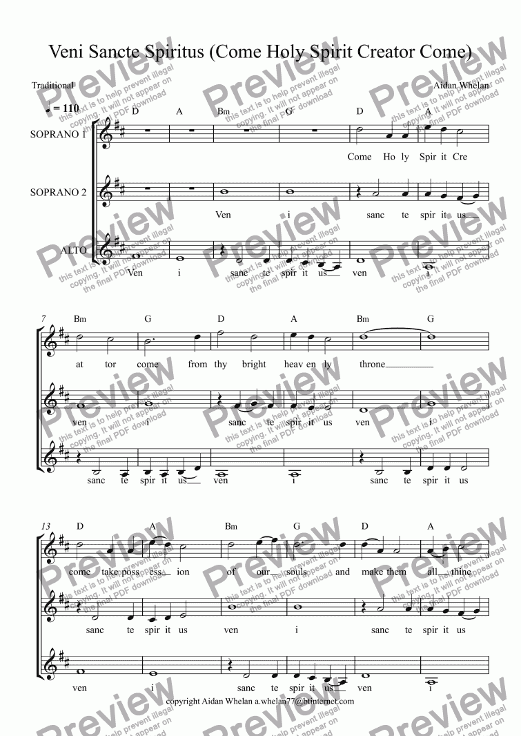 Veni Sancte Spiritus Come Holy Spirit Creator Come Sheet Music Pdf 3794