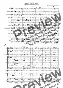 page one of Land of Hope and Glory for School Concert Band