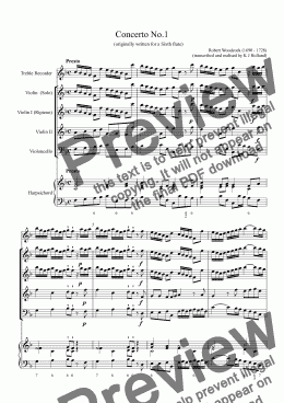 page one of Concerto No. 1 for Treble Recorder