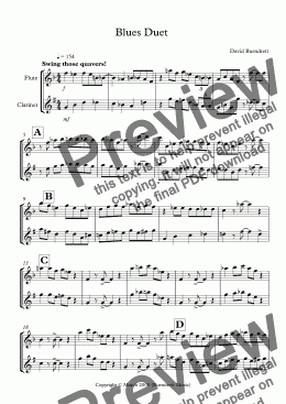 page one of Blues Duet for Flute and Clarinet