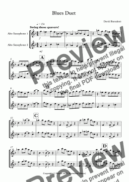 page one of Blues Duet for Alto Saxophone