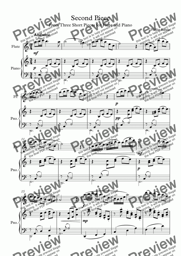 Second Piece Flute Solo Download Sheet Music Pdf File