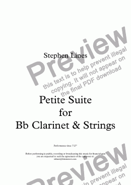 page one of Petite Suite for Bb Clarinet & Strings