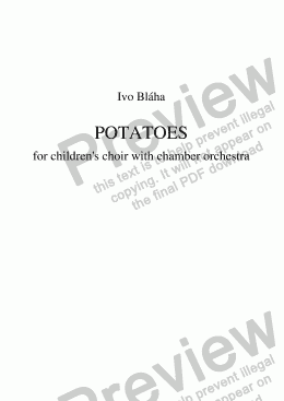 page one of POTATOES (Brambory) for children’s choir and chamber orchestra (English words)