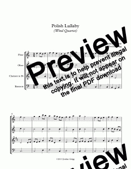 page one of Polish Lullaby (Wind Quartet)