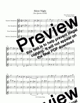 page one of Silent Night (Sax Quartet SATB)