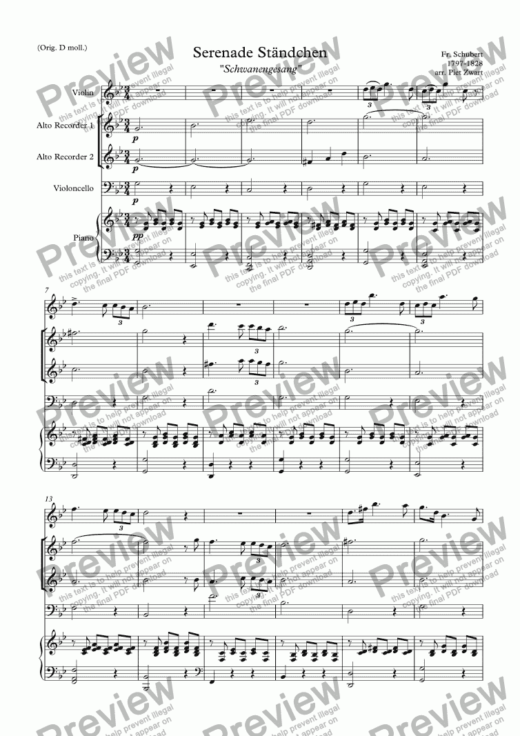 schubert standchen piano sheet music