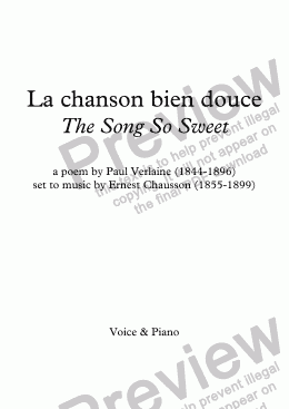 page one of La chanson bien douce (E. Chausson / Verlaine)