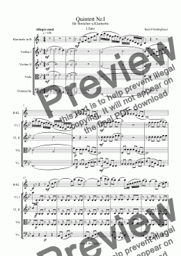 page one of Quintett Nr.I f.Streicher und Klarinette  2.Satz