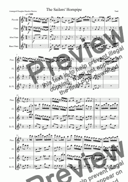 page one of SAILORS’ HORNPIPE and Three other Sea Pieces for Flute Choir (picc, fl, afl, bfl)