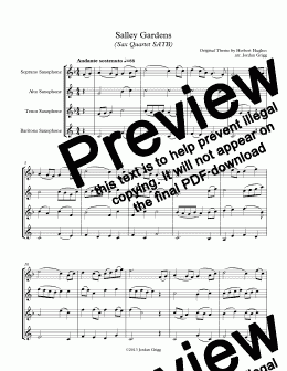 page one of Salley Gardens (Sax Quartet SATB)