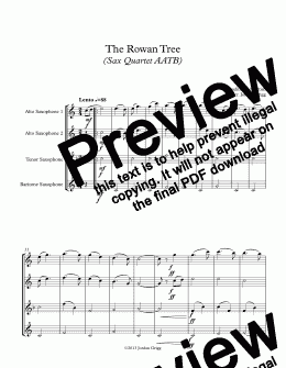 page one of The Rowan Tree (Sax Quartet AATB)