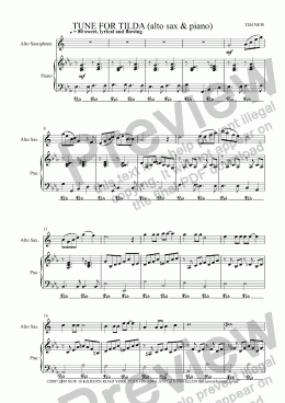 page one of TUNE FOR TILDA (alto sax & piano)