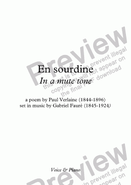 page one of En sourdine (G. Fauré / Verlaine)
