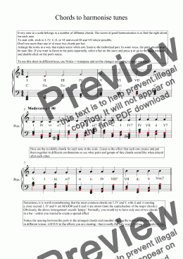 page one of Worksheet - Simple chords to harmonise melodies