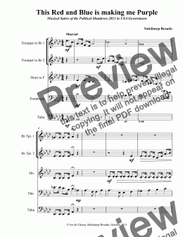 page one of This Red and Blue is making me Purple Musical Satire of the Political Shutdown 2013 in USA Government