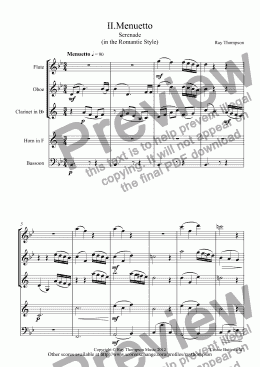 page one of Serenade (in the romantic style) movt II.Menuetto/Presto