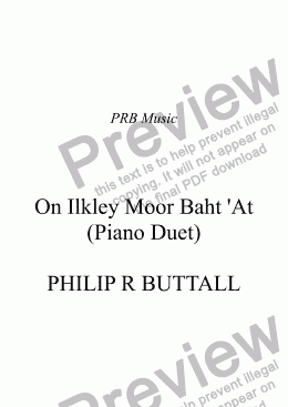 page one of On Ilkley Moor Baht ’At (Piano Duet)