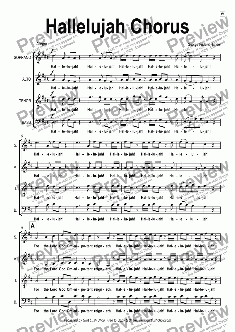 Hallelujah Chorus Sheet Music Hallelujah Chorus Handel Sheet George Frideric Satb Choir Choral 