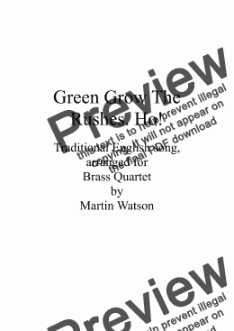 page one of Green Grow The Rushes. Ho! for Brass Quartet