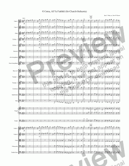 page one of O Come, All Ye Faithful (for Church Orchestra)