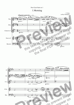 page one of Peer Gynt Suite no 1 Op.46 (Complete): 1.Morning 2.Death of Ase 3.Anitra’s Dance 4.In the Hall of the Mountain King