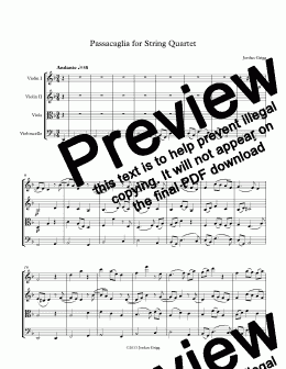 page one of Passacaglia for String Quartet