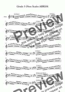 page one of Grade 5 Oboe Scales ABRSM