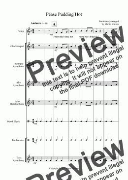 page one of Pease Pudding Hot for Orff Ensemble