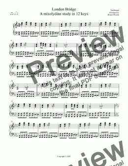 page one of London Bridge A mixolydian study in 12 keys