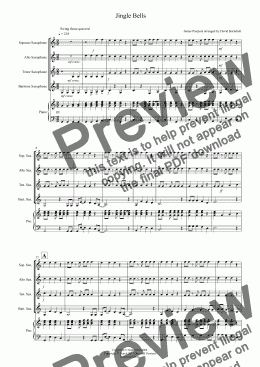 page one of Jingle Bells (Jazzy Style!) for Saxophone Quartet