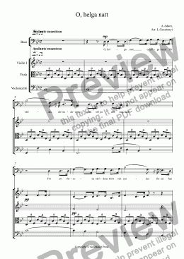page one of Oh, Holy Night (Barytone Solo, Choir & String Quartett)