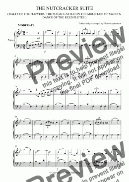 page one of Waltz of the Flowers, Magic Castle on the Mountain of Sweets, Dance of the Reed Flutes from the NUTCRACKER SUITE - Piano Solo