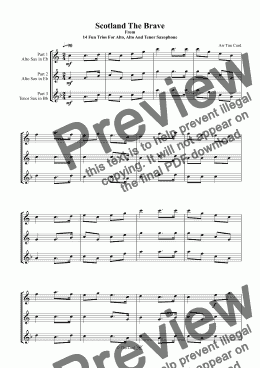 page one of Scotland The Brave. Trio For Alto, Alto And Tenor Saxophone