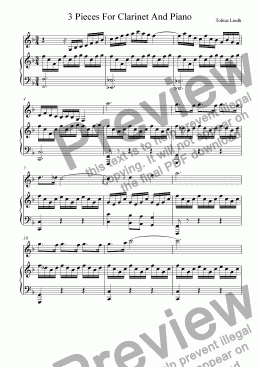 page one of 3 Pieces For Clarinet And Piano