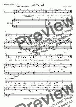 page one of Abendlied - Mezzospran