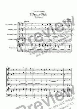 page one of Il pastor fido 3 pieces (Händel)