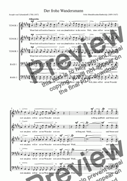 page one of Der frohe Wandersmann from Mendelssohn for TTTBB