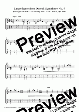 page one of A. Dvorak - Largo Symphony No. 9 (arr. for low G ukulele), Op. 35a