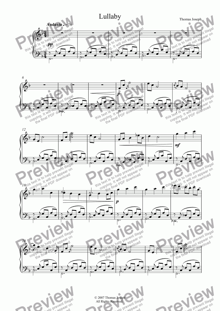 lullaby in ragtime tab