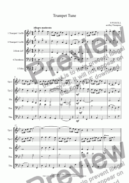 page one of Wedding Music for Brass Quintet:Trumpet Tune (Purcell) :processional music