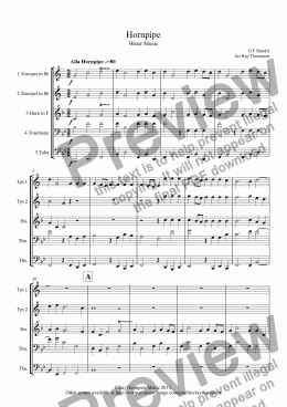 page one of Wedding Music for Brass Quintet:Hornpipe (Water Music)(Wedding Processional)