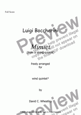 page one of Boccherini - Minuet (from a string quintet) for wind quintet