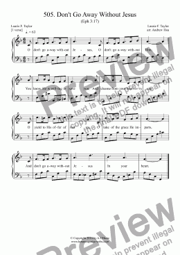 page one of Don't Go Away Without Jesus - Easy Piano 505