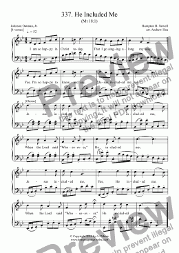 page one of He Included Me - Easy Piano 337