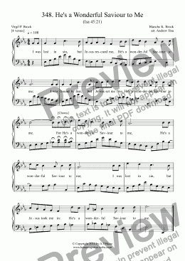 page one of He's a Wonderful Saviour to Me - Easy Piano 348